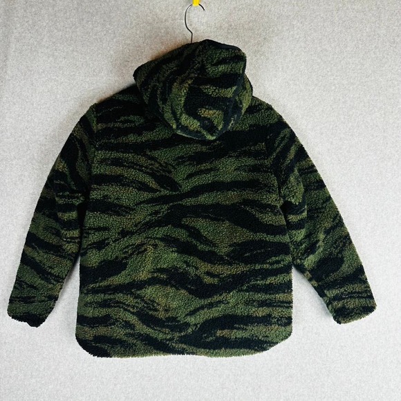 New GAP Boys Sz 12 Reversible Sherpa Quarter Zip Hoodie Jacket Camo Black NWT - Picture 6 of 11